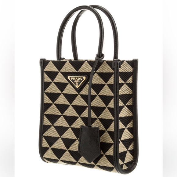 Prada Enameled Metal Triangle Mini Symbole Tote - Picture 1 of 13